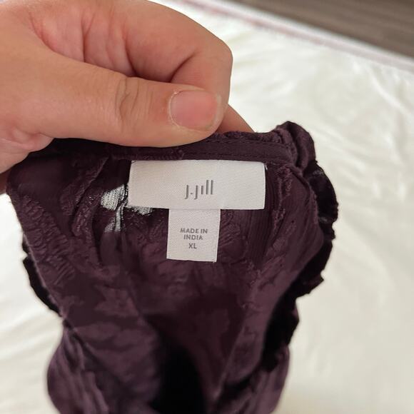 J Jill Purple Lace Bishop Sleeve Blouse Wmns Sz XL Gothic Whimsygoth Romantic - Picture 8 of 10